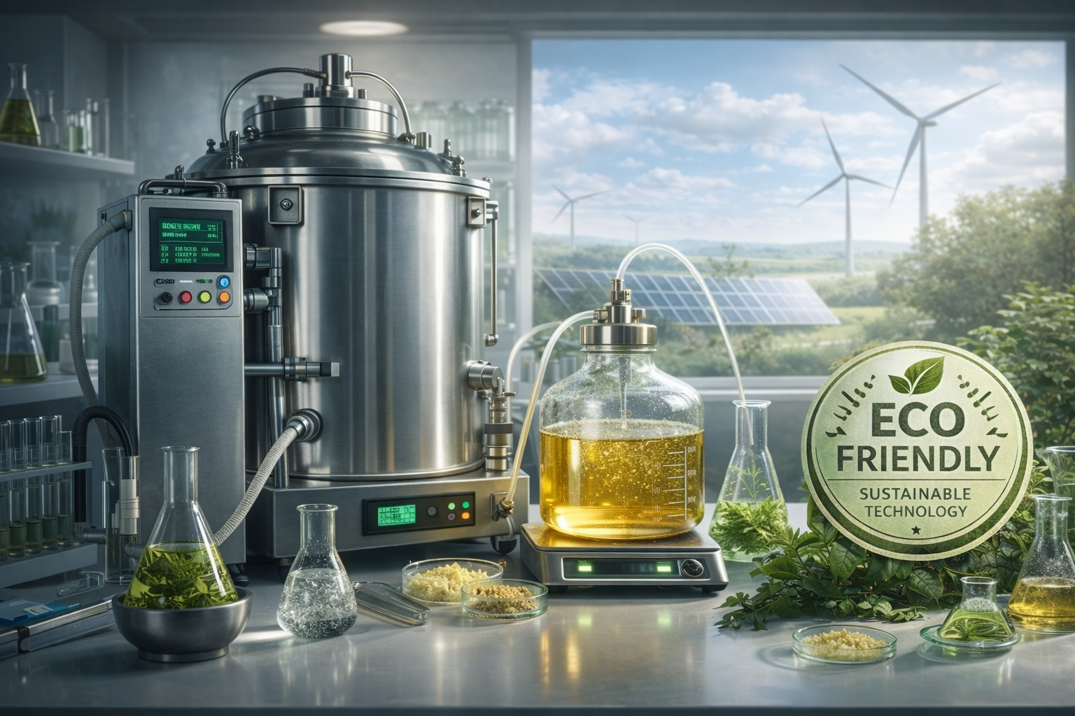 Eco-designed ultrasonic extraction technology using natural plant saps