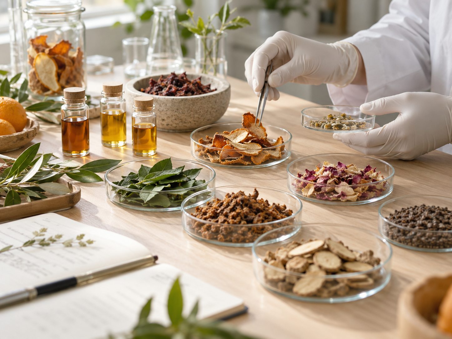 Botanical raw material being assessed in the Arboretum Ingredients R&D lab